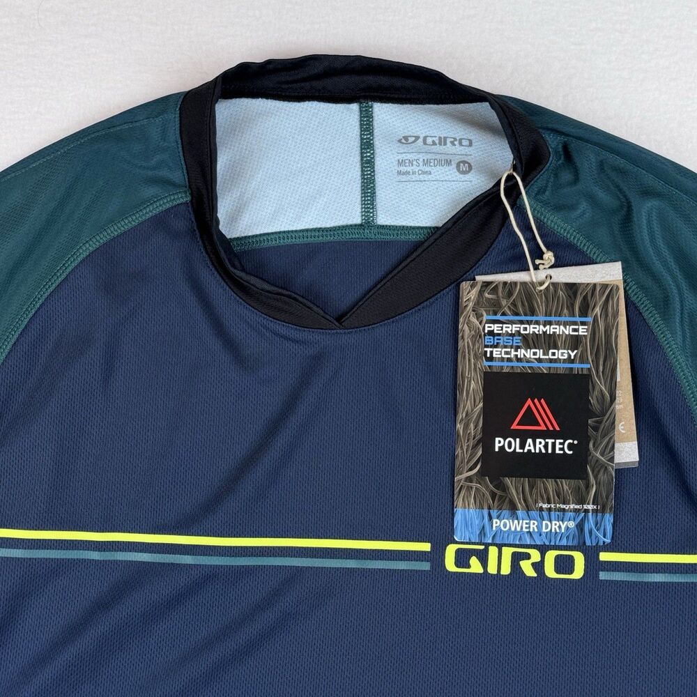 Giro Polartec Short Sleeve Mens MTB Cycling Jersey Blue/Green Colorblock, Medium - Picture 2 of 9
